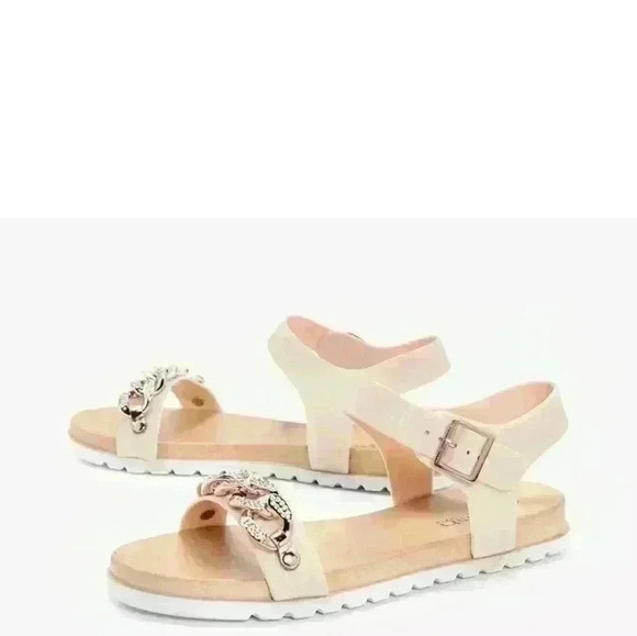 NIB Krush Women's Laura Chain Trim Cleated Nude Jelly Flat Size 9 US - Picture 3 of 4